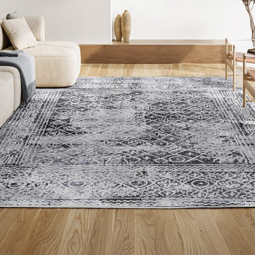 Iften Moroccan Geometric Distressed Area Rug